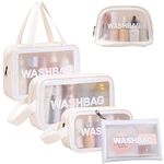 5PCS Clear Toiletry Bag,Clear Makeup Bag,Waterproof Clear PVC Travel Toiletry Bag,Cosmetic Makeup Bags Vacation Bathroom Organizer for Women,Girls and Men(White)