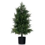 COSTWAY 80CM/90CM Artificial Topiary Cedar Tree, Indoor Outdoor Fake Tree with Cement Plastic Pot, UV Rated Faux Potted Plants for Front Porch Patio Decor(1,80CM Pine Tree)