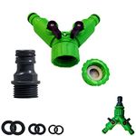 Dual Tap Connector,2 Way Garden Hose Splitter Hose Tap Connector,Outdoor Y Valve Water Tap Splitter Washing Machine Hose Connector,Y Splitter Manifold Garden Hose Faucet Adapter with On/Off Valves