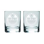 NHL Edmonton Oilers Satin Logo Rocks Glass, 2-Pack