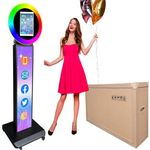 ZLPOWER Portable Photo Booth for iPad 10.2" 10.9'' 11'' 12.9'' Shell Stand Selfie Station Customized Logo Photobooth Machine with Round Adjustable RGB LED Light Ring for Events Rental Wedding