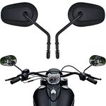 Handlebar Mount Mirrors,Left & Right Side Long Stem Rearview mirrors for 1982-2024 Harley Models,for CVO Dyna Electra Glide Road Glide Road King Softail Street Glide Sportster 1200 883,Black