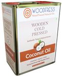 WOODFRESS Cold Pressed Coconut Oil 3 Litre - Pure & Natural Nariyal Tel, Wood Pressed Oil for Cooking, Unrefined Oil Lakdi Ghani, Multipurpose Cooking & Hair Care, Woodpress Nariyal Oil, Metal Tin 3L