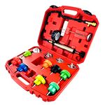 HZAUTOS 14PCS Radiator Pump Pressure Tester Tool Kit for Automotive Cooling System Water Tank Leakage Detection and and Pneumatic Purge Filling (Red)