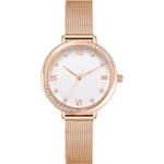 NUOVO Ladies Watches Rose Gold Tone Stainless Steel Bracelet Strap Fashion Watches White Face Women Diamond Crystal Bezel Quartz Classic Women Watch