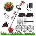 Cordless Weed Eater Grass Trimmer Battery Powered 24V, Weed Wacker Electric Weed Eater,with 3 Types Blades Lightweight No String Trimmer Brush Cutter,Weed Trimmer Lawn Trimmer