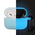 kwmobile - Case Compatible with Apple AirPods Pro - Case Glow in the Dark Cover Made of Silicone - Light Blue