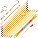 Boeray 11' Fiberglass Running Electrical Wire Cable Pulling Fish Tape Kit with 5 Different Attachments and Fish Tape Tool in a Carrying Case