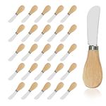 25 Piece Small Cheese Spreader Set, Stainless Steel Butter Spreader, Mini Butter Knife Spreader with Wooden Handle for Grill Plates, Sandwiches, Cocktail Spreaders