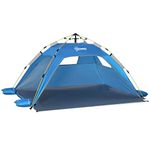 Outsunny 2 Man Pop-up Tent Beach Tent Sun Shelter w/Windows Doors Hook Sandbags UV Protection Waterproof Outdoor Adventure Garden, Sky Blue