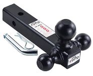 TOPTOW 64172HP Trailer Receiver Hitch Triple Ball Mount, Black Balls, with Hitch Pin, Fits for 2 inch Receiver