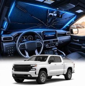 [2026 Upgraded] DooGooCoo Windshield Sun Shade Umbrella for Chevy Silverado [100% Sunlight Blocked, Cooling Ice Crystal] Sunshade for Car Windshield for Silverado Sun Shade 2019-2026.