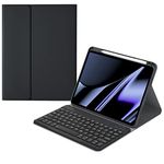 AnMengXinLing Keyboard Case for iPad 9.7 inch/Air 2th Gen/iPad 5th/iPad 6th Generation, Smart Folio Cover with Pencil Holder Magnetically Detachable Keyboard (Black)