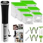 SOUSVIDE ART Sous Vide Precision Cooker Kit - 800W Immersion Circulator with Timer and Temperature Control - Includes 30 Vacuum Bags, Pump, and Cookbook for Home Cooking