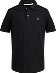 Calvin Klein Boys' Short Sleeve Micro Pique Solid Polo, Button Closure, Soft & Comfortable, Classic Black, 14-16