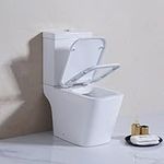 Rimless Close Coupled Toilet WC Modern Square Bathroom Toilets White Ceramic Pan with Soft Closing Seat & Dual Flush Cistern Open Back Flush Toilet for Cloakroom