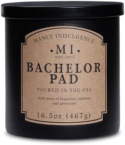 Manly Indulgence Bachelor Pad Scented Jar Candle, Cotton Wick, Premium Soy Blend White Wax, 60 hr Burn, Matte Black Jar Candle for Home and Men, 16.5 oz - USA Poured