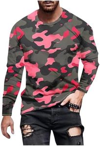 Long Sleeve Shirts for Men Camouflage Hunting Gear Compression Shirt Gym Running Mens Fitness Tactical Vest Biking Football Soccer 09#,Pink,XL