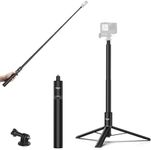 ULANZI TT52 Extension Pole Selfie Stick,59in Invisible Selfie Stick Tripod for Insta360 X4/GO 3/X3/ONE RS/ONE X2/ONE X/GO 2/ONE R/ONE Handle Grip Adjustable Waterproof for GoPro DJI and More