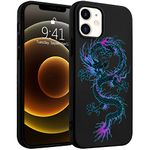 Idocolors Dragon Print Case for iPhone 14,Black Liquid Silicone Cool for Girls Boys Cases,Fashionable Soft Gel Rubber Full-Body Protection Microfiber Lining Shockproof Cover