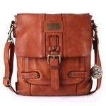 KOMPANERO Men and Women Leather Messenger Bag (Cognac)