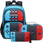 JIANYA Kids Backpack for School Boys Gamer School Bag for Elementary Kids Children 3pcs Boys Backpack With Lunch Box & Pencil Case