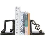 MyGift 2-Piece Musical Note Decorative Resin Bookends