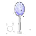 PAL&SAM Bug Zapper, Mosquito Killer USB / Wireless Rechargeable, Electric Fly Swatter Lamp & Racket 2 in 1 (White)