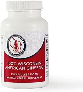 100% Authentic American Ginseng Capsules -500 mg. Potent Ground Ginseng Root - No Fillers, Binders or Other Additives. (75)