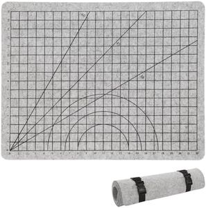 MABOZOO Wool Pressing Mat with Printed Grid, 24 * 18 Inch Double-Sided Wool Ironing Mat with Straps, Portable Ironing Pad for Quilter, Sewing, Scrapbooking
