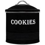 Blue Donuts Vintage Cookie Jar - Cookie Jars for Kitchen Counter, Airtight Jar Cookie Containers, Black Cookie Tin, Cookie Tins with Lids for Gift Giving, Large Cookie Jar