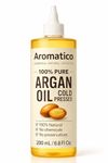 AROMATICO Cold Pressed Argan Oil for Hair - Argan Hair Oil for Frizz Control, Smooth Shiny Hair & Hair Growth | Lightweight Non-Sticky Daily Use Oil | 200ml
