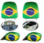 Basketfy 2 Brazil Flag For Cars Mirror Cover and 2 Car Seat Headrest Cover Flags Universal Size Fits Almost All Cars, Suv, Mini Bus, Truck, Van (Brazil)