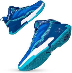 Vector X Grip-X Mens Basketball Shoe/Sneakers Knitted Upper + Rubber Outsole Indoor & Outdoor Court Shoes Provide Ultimate Comfort, Lightweight, Reliable Grip for Players (Blue-Cyan, Size 8)