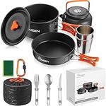 HOMGEN Camping Cooking Set Camping Pots and Pans Set Aluminium Camping Cookware Kit Protable Cooking Mess Kit Lightweight Camping Cooking Equipment for 2-3 People Perfect for Camping Picnic Hiking etc