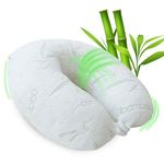 Sacred Thread Travel Pillow - Head and Neck Support Pillow for Traveling, Great for Airplanes, Cars, Buses, and Trains - U-Shaped Headrest Pillow - Long Lasting Foam and Cooling Bamboo Cover