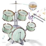 Children's Jazz Drum Set - Children's Educational Instrument Toy Set Rock Jazz Drum Set Percussion Instrument Music Enlightenment Education Toy Suitable for 3-8 Year Old Boys and Girls Gift(Green)