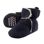 Hudson Baby Cozy Sherpa Booties with Non Skid Bottom, Navy, 18-24 Months