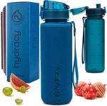 Hydracy Water Bottle with Time Marker - 500 ml 17 oz BPA Free Water Bottle -Leak Proof & No Sweat Gym Bottle with Fruit Infuser Strainer -Ideal for Fitness, Sports & Outdoors