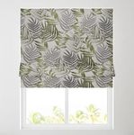 Barnes Blinds - Fully Lined Patterned Roman Blinds for Windows - Durable Fittings Easy Fit - Roman Blind (Forest Green Leaf 122cm)