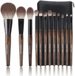 ENZO KEN Natural Goat Hair Makeup Brush Set with Case, Natural Makeup Brushes, Natural Bristle Makeup Brushes, Natural Hair Makeup Brushes Set Professional, Walnut Cosmetic Brushes Makeup Set - MONI