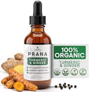 Leefy Organics Liquid Turmeric Curcumin Extract with Ginger for Joint Support, Digestion - Organic High Absorption Sublingual Drops with Black Pepper Piperine - Vegan & Honey-Like Taste - 30 Servings