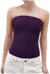 SHENHE Women's Vintage Strapless Boned Mesh Bustier Corset Top Bodyshaper Tube Top Purple X-Small