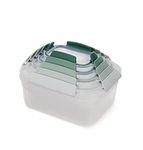 Joseph Joseph Nest Lock Food Storage Containers with Lids, 5 Piece Lunch Box Set, Leakproof & Airtight Meal Prep Containers, Space-Saving Kitchen Storage, Sage Green