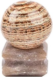 AMOYSTONE Moroccan Onyx Ball Divination Sphere Yellow Agate Decorative Ball Natural Healing Crystals Striped Sphere for Feng Shui 41-50mm with Stone Stand