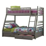 Coaster 460182-CO Cooper Twin and Full Bunk Bed with Two Storage Drawers Attached Ladder and Safety Rails in