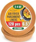 Air Fryer Liners, 120Pcs Disposable Parchment Paper – 6.5 Inch Round, for Ninja, Tefal, Cosori and Others – Unbleached, for Baking, Roasting or Cooking, Easy Cleanup by Baker's Signature (16 cm)