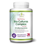 Bio Cultures Complex 45 Billion CFU with 30mg of Inulin Friendly Bacteria 60 Premium High Strength Vegan Capsules 15 Bacteria Strains Suitable for Vegetarians Made in (UK)