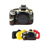 Protective Soft Silicone Camouflage Green Camera Case Armor Skin Body Cover Protector for Canon EOS 700D / EOS Rebel T5i / Kiss X7i / EOS 650D / EOS Rebel T4i / Kiss X6i Digital Camera DSLR