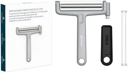 KITCHENDAO Replaceable Wire Cheese Slicer Cutter, 50% Stronger Wires with 2nd Gen Wire Fixing Mechanism, Tightness Adjustable, Easy Replacement, Dishwasher Safe, 2 Extra Wires